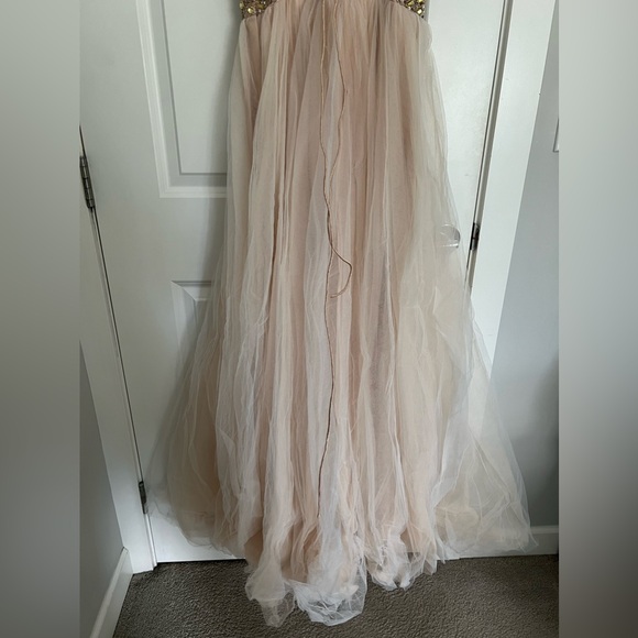 CORSET STYLE LIGHT PINK PROM DRESS W/ HAND DONE STONE WORK - SIZE 3/4 - Picture 4 of 6